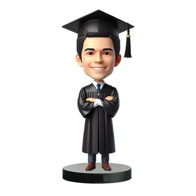 2025 Personalized Male Grad Bobblehead in Academic Attire, Custom Clay Gift for Graduates, Ideal for Cousins, Friends & Classmates, Perfect for Graduation Gifting & Bedroom Decor