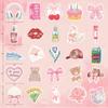 100pcs Pink Coquette Stickers Sage Green Aesthetic Sticker Bow Girly Stickers for Girl Pink and Sage Green Party Favors Vinyl Waterproof Sticker view 2