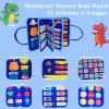 ailov Montessori Toys Busy Board for Girl Boy Christmas Birthday Gifts for Grandkids, Preschool Sensory Learning Toys for Kids, Felt Quiet Book Blue Dinosaur, Travel Toy Educational Activities view 3