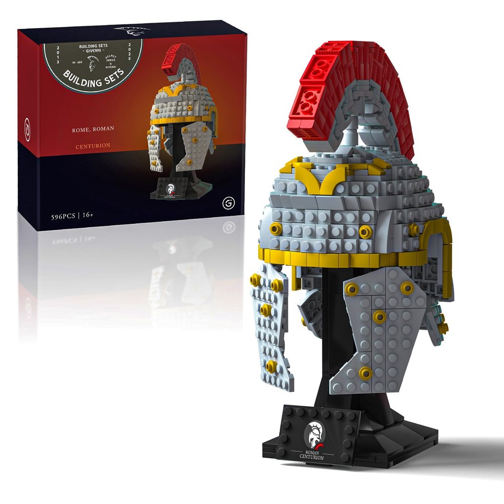 Givenni Roman Centurion Helmet Building Set, Build and Display, Collectible Roma Home Dcor, Gift Idea for Classic Ancient Rome Fans (596PCS)