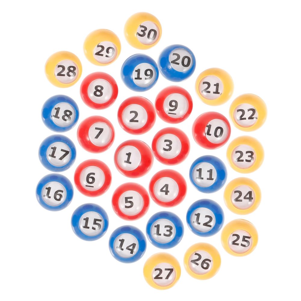BESPORTBLE 30pcs Bingo Game Balls Lottery Balls Numbers Replacement for Bingo Machine Lightweight Non-Toxic for Parties Games and Raffles