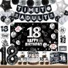 18th Birthday Party Supplies, Black 18th Birthday Decorations for Boys And Girls Include 18th Birthday Cake Topper, Time To Adult Banner, Background, Balloons, Happy 18 Year Old Birthday Decorations view 1