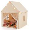 GLACER Kids Tent with Mat, Kids Castle Play Tent with Star Lights, Windows, Zippers, Children Playhouse for Indoor and Outdoor use, Gift for Boys and Girls (Beige) view 1