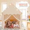 GLACER Kids Tent with Mat, Kids Castle Play Tent with Star Lights, Windows, Zippers, Children Playhouse for Indoor and Outdoor use, Gift for Boys and Girls (Beige) view 2