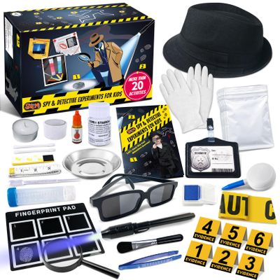 UNGLINGA Kids Spy Kit Detective Set Over 20 Activities - Fingerprint Toys Gifts for 4 5 6 7 8 9 10 11 12 Years Old Boys Girls Science Experiments