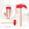 Waenerec 3pcs Wooden Mallet Toy Hammer Simulation Wooden Hammers Small Plastic Toddler Fake Hammer Portable Maintenance Kids Tools Toys Pretend for Boys Girls view 3