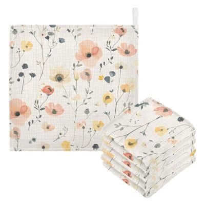 Bolaz Baby Gauze Towels for Kids Soft Handkerchief Newborn 100% Cotton Cream Flower Cute Absorbent 12x12 Inch 3 Pack
