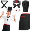 XLSXEXCL Hibachi Chef Hat and Apron Costume Set, Hibachi Party Decorations view 1