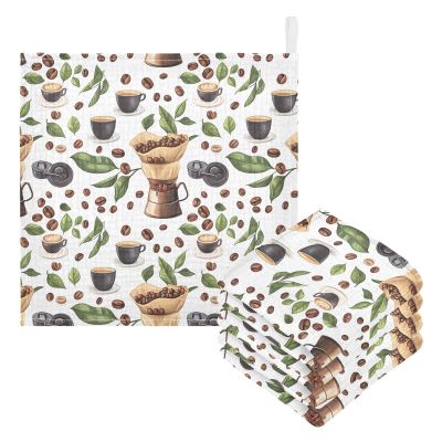 Baby Gauze Towels for Kids Soft Handkerchief Newborn 100% Cotton Coffee Beans Coffee Cups Absorbent 12x12 Inch 3 Pack