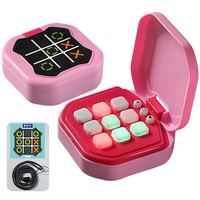 Haugboag Tic Tac Toe Game,7-in-1 Electronic Handheld Board Game for Kids(Pink)