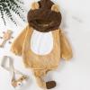BABWWNIX Toddler Baby Boy Girl Halloween Animal Costume Fuzzy Warm Hooded Romper Funny Cosplay Zip-Up Jumpsuit Outfits Gifts (D-Khaki, 0-3 Months) view 2