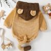 BABWWNIX Toddler Baby Boy Girl Halloween Animal Costume Fuzzy Warm Hooded Romper Funny Cosplay Zip-Up Jumpsuit Outfits Gifts (D-Khaki, 0-3 Months) view 3