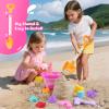 AuntyFey Collapsible Beach Toys for Kids Ages 4-8, Sand Toys for Toddlers Ages 3-4-8, Beach Toy Set with Collapsible Beach Buckets, Sandbox Toy for Kids view 2