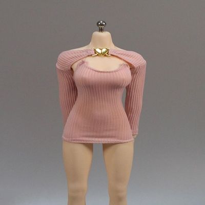 SssHam 1/6 Scale Female,Figure Doll Clothes Shoulder Knit Tight Dress Costume for 12" Soldier Action Figure Doll(Pink)