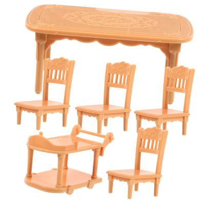 Abaodam 1 Set Miniature Furniture Set Dollhouse Dining Table and Chair Model Safe Plastic Accessories for Living Courtyard and Micro Scene Decoration