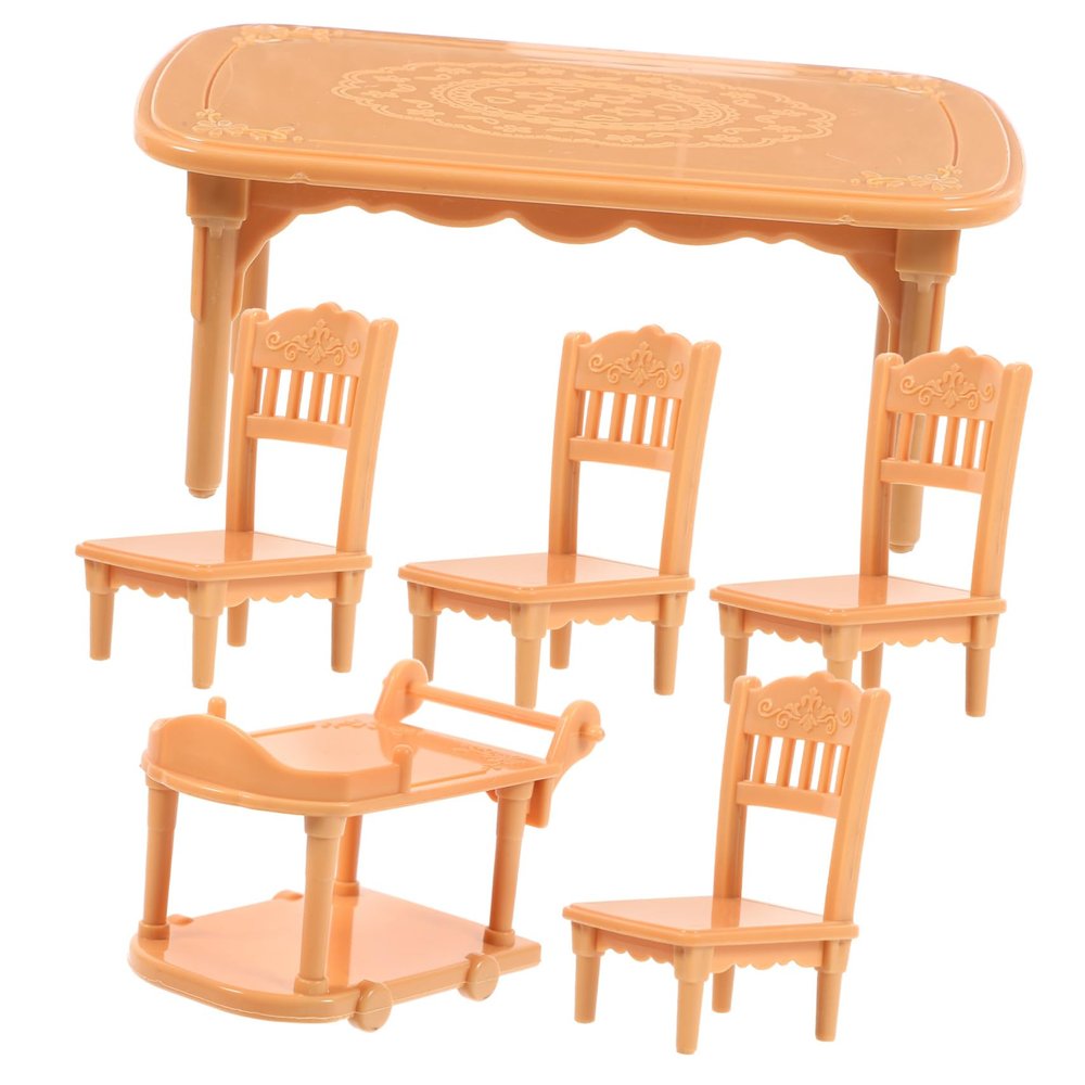 Abaodam 1 Set Miniature Furniture Set Dollhouse Dining Table and Chair Model Safe Plastic Accessories for Living Courtyard and Micro Scene Decoration