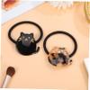 OUNONA Cute Cat Hair Rings Set 2pcs Hair Accessories for Kids in Black and Tortoiseshell and Everyday Use view 4