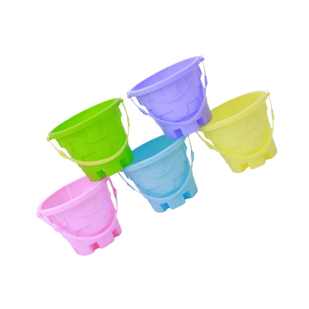Abaodam 5pcs Beach Bucket for Fun Plastic Sand Buckets for Lightweight and Creative Design for Beach and Backyard Activities Random Color