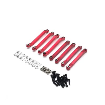 8pcs Metal Chassis Pull Rods Fixed Link Suspension Tie Rod Compatible with D90 D91 D96 D99 D99S MN90 1/12 RC Car Upgrade Parts(Red)