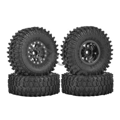 1.55 Inch Metal Beadlock Wheels and Off Road Tires Suitable Compatible with 1/10 1/12 RC Toy Cars Compatible with Jimny FMS UTB18(BK-4PCS)