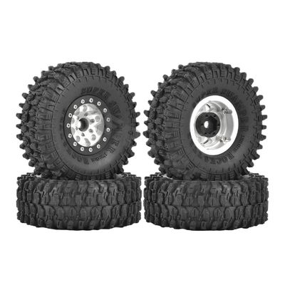1.55 Inch Metal Beadlock Wheels and Off Road Tires Suitable Compatible with 1/10 1/12 RC Toy Cars Compatible with Jimny FMS UTB18(SR-BK-4PCS)