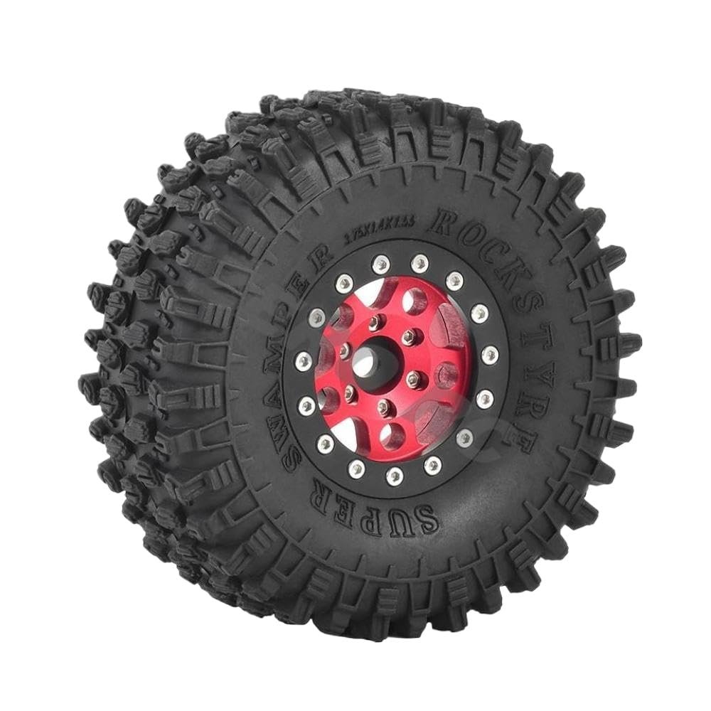 1.55 Inch Metal Beadlock Wheels and Off Road Tires Suitable Compatible with 1/10 1/12 RC Toy Cars Compatible with Jimny FMS UTB18(RD-1PC)