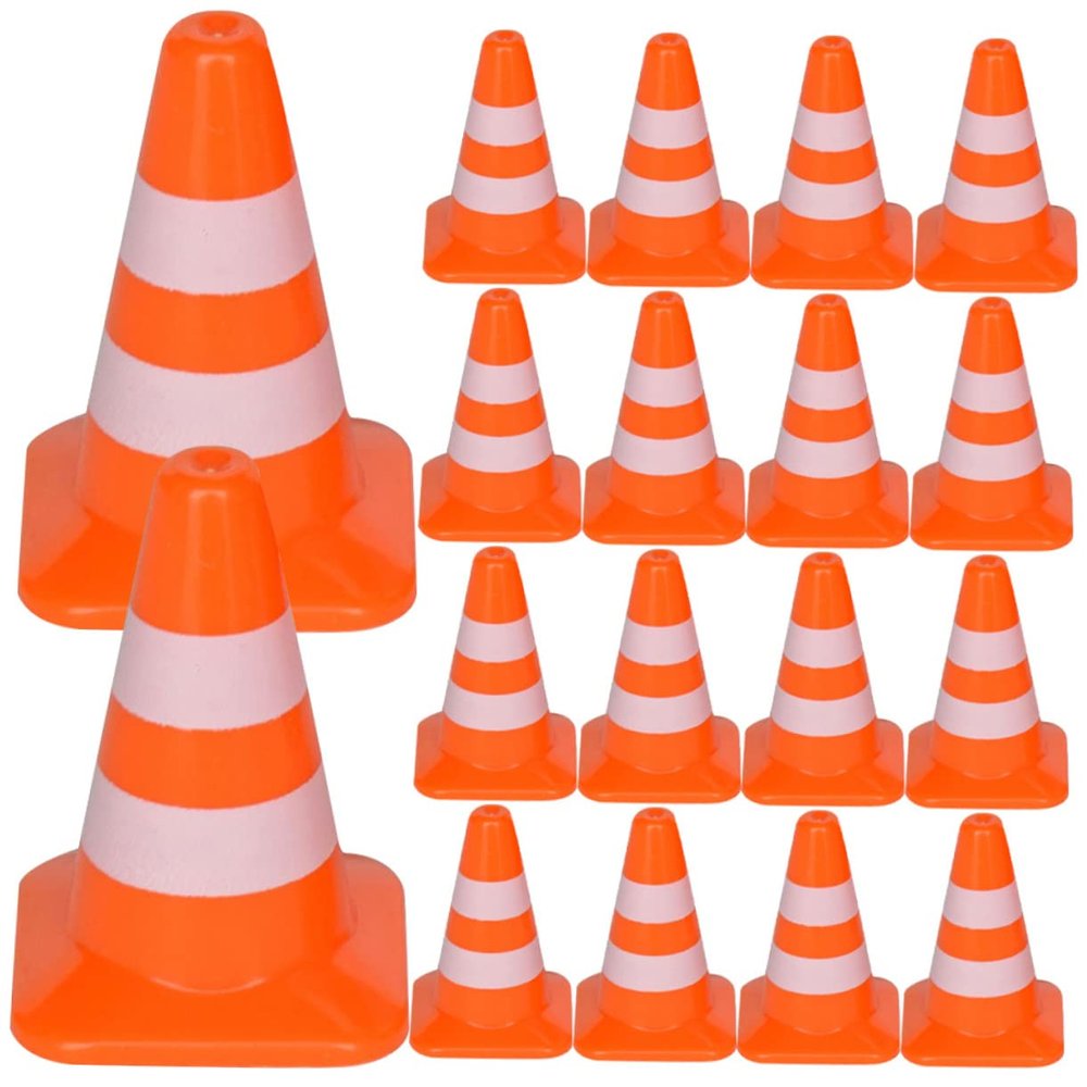 FOYTOKI 28Pcs Traffic Cones Educational for Lightweight Road Models for Traffic Simulation and Play for Learning Traffic Knowledge and Fun Activities