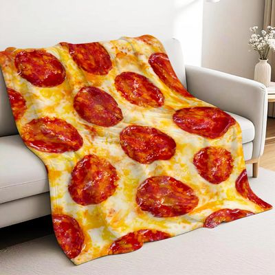 Mellowora Custom Pizza Blanket for Girls Boys, Funny Food Personalized Blanket with Name, Customized Blanket Gifts for Kids Teen Lightweight Flannel Fleece Throw for Sofa Picnic