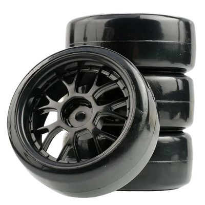 1/10 RC Drift Car Wheel and Tire Set Compatible with D3 D4 D5 Models(Black A 4PCS)