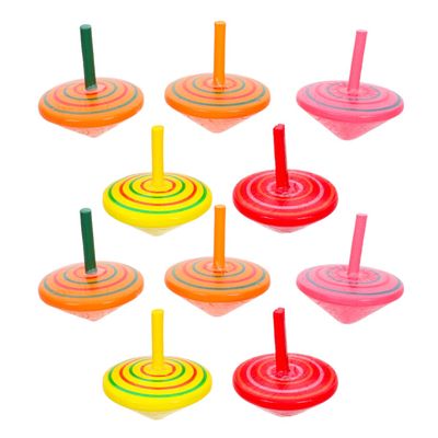 NUOBESTY Wooden Spinning Tops Set of 10 Handheld Painted Peg-Top Gyroscopes Educational Toys for Kids Enhancing Hand-Eye Coordination Creativity and Cognitive Skills