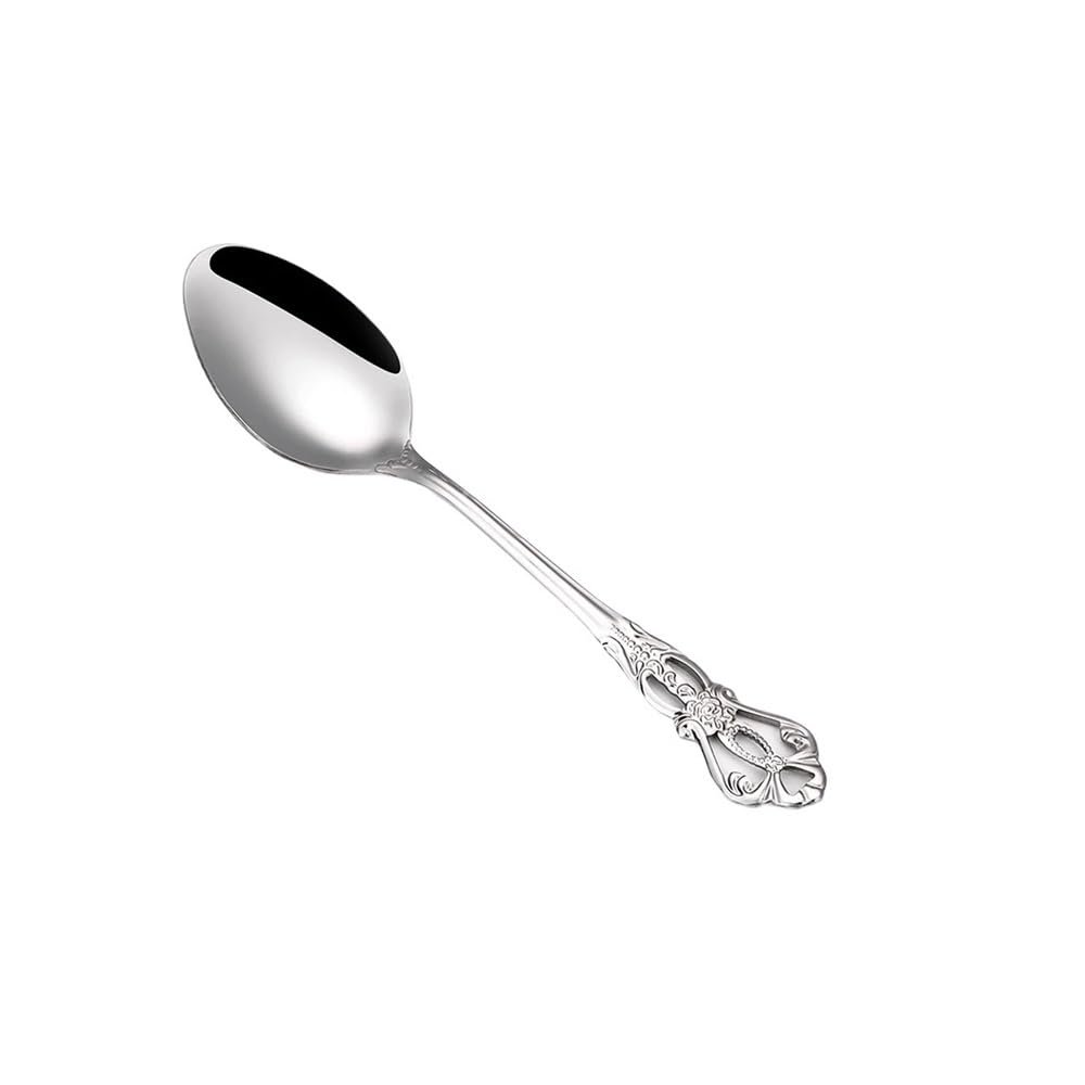 2/4/6/12 Pieces Sliver Spoons Gold Dinner Set Stainless Steel Tableware Western Soup Spoon Mirror Black Cutlery(Sliver,12PCS)