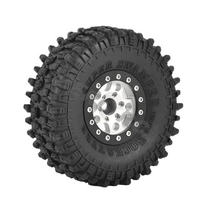 1.55 Inch Metal Beadlock Wheels and Off Road Tires Suitable Compatible with 1/10 1/12 RC Toy Cars Compatible with Jimny FMS UTB18(SR-BK-1PC)
