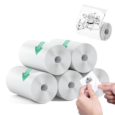 5 Rolls Premium Mini Thermal Printer Sticker Paper, BPA Free, 57 X 25mm, Mini Printer Sticker Paper for Most Kids Instant Camera, Kids Instant Camera Refill