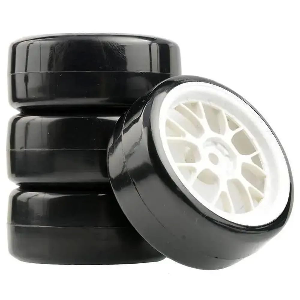 1/10 RC Drift Car Wheel and Tire Set Compatible with D3 D4 D5 Models(Whtie A 4PCS)