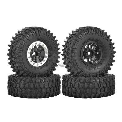 1.55 Inch Metal Beadlock Wheels and Off Road Tires Suitable Compatible with 1/10 1/12 RC Toy Cars Compatible with Jimny FMS UTB18(BK-SR-4PCS)