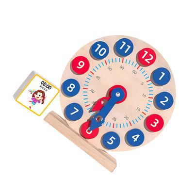 CIYODO 1 Set Learning Clock for Portable Math Teaching Clock for Cognitive Development Safe Wood Material Educational Present for Early Learning
