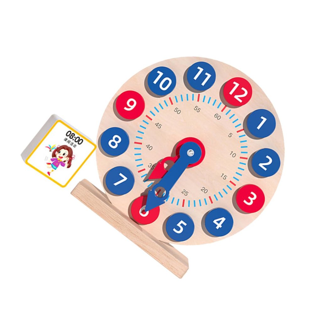 CIYODO 1 Set Learning Clock for Portable Math Teaching Clock for Cognitive Development Safe Wood Material Educational Present for Early Learning