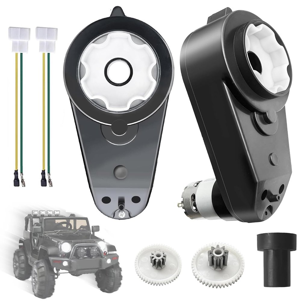2Pack 12V Power Wheels Gearbox with Large Aperture 1.9cm/0.74in,12 Volt Power Wheel Motor is High Torque Steel Upgrade for 1.6CM/0.61IN Gearbox Replacement Parts,12V RS550 12000RPM