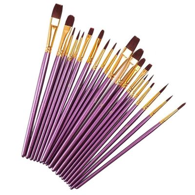 20Pcs Paint Brush Set Artist Paint Brushes for Watercolor, Oil Paintings Canvas, Ceramic, Clay, Wood & Models