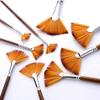9 Pieces Fan Brushes Set Nylon Hair Wood Long Handle Paint Brush for Acrylic Watercolor Oil Painting Art Supplies for Artist view 3