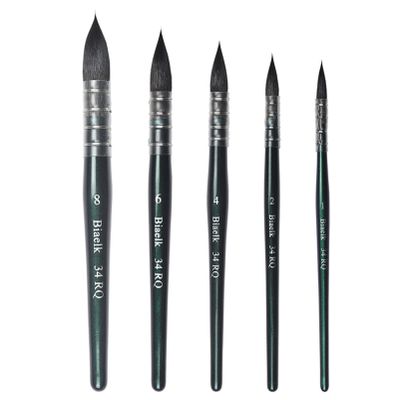 5 Pieces of Squirrel Mixed Hairy Wooden Handle Watercolor Artist Art Brush