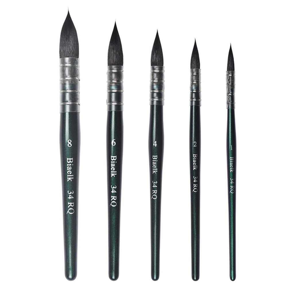 5 Pieces of Squirrel Mixed Hairy Wooden Handle Watercolor Artist Art Brush