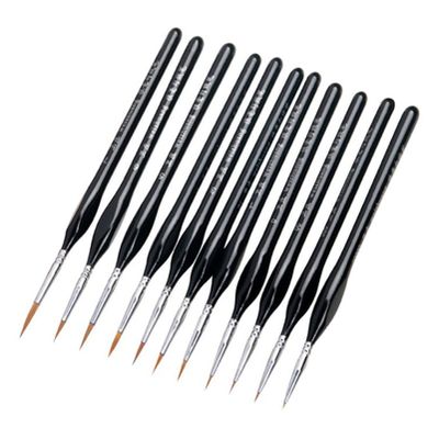 11Pcs/Set Watercolor Gouache Paint Brushes 2 Models Different Shape Round Pointed Tip Nylon Hair Painting Brush Set Art Supplies(Black)