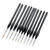 11Pcs/Set Watercolor Gouache Paint Brushes 2 Models Different Shape Round Pointed Tip Nylon Hair Painting Brush Set Art Supplies(Black) view 1