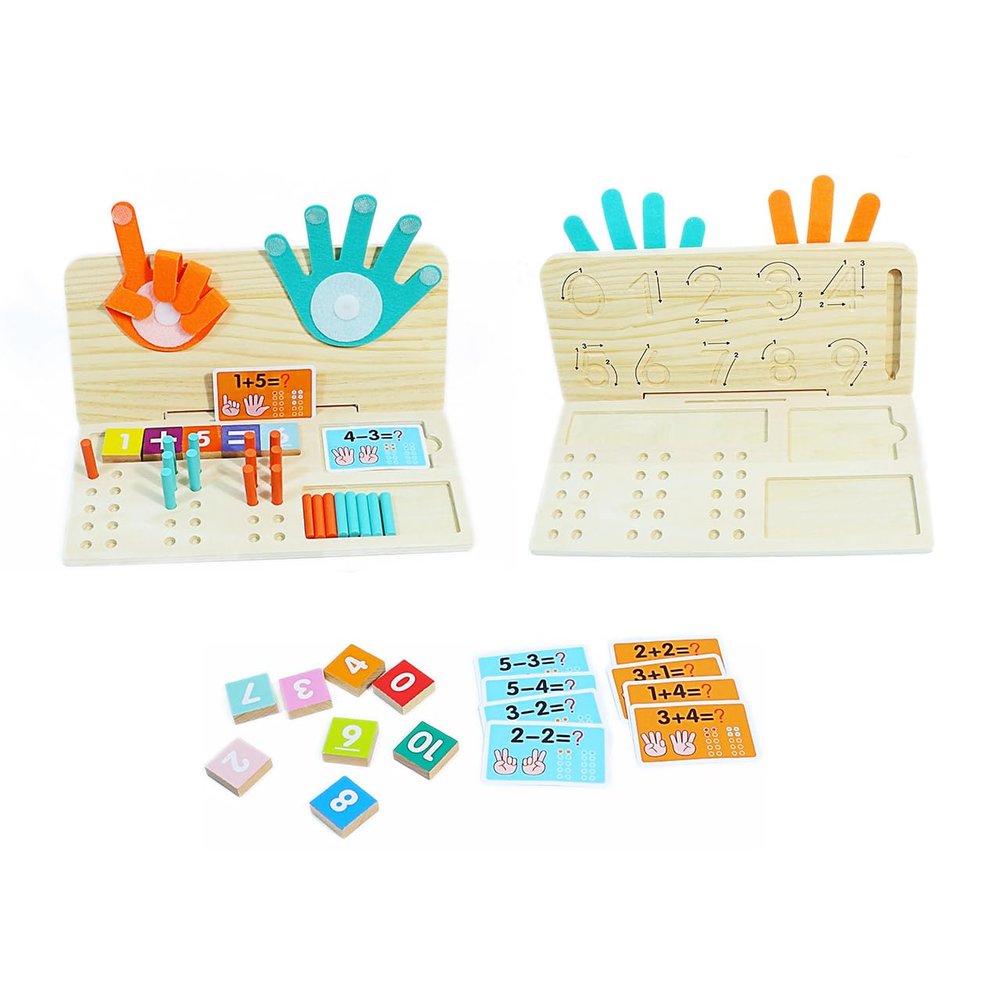AisAisle Wooden Finger & Stick Counting Board with Number Tracing for Toddlers 3-5, Colorful Digit Blocks, Educational Math Toy for Kids Boys Girls, Preschool Learning Toy Ages 3 4 5