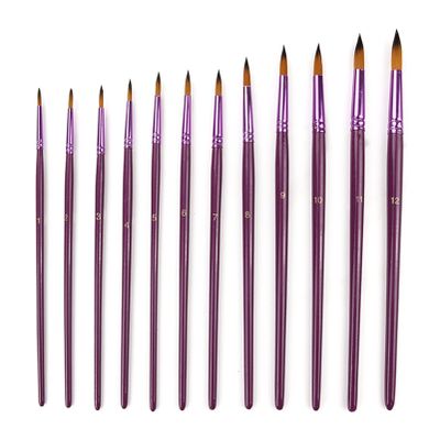 12 Pcs/Lot Different Size Artist Fine Nylon Hair Paint Brush Set for Watercolor Acrylic Oil Painting Brushes Drawing Art Supplie(Tip)