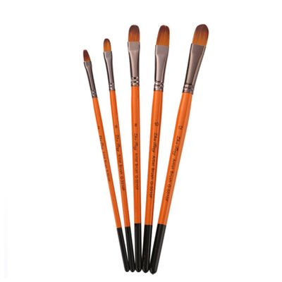 5 Pieces of Artist Brush Set Nylon Wool Wood Black Handle Watercolor Acrylic Oil Painting Brush Painting Art Supplies(China)