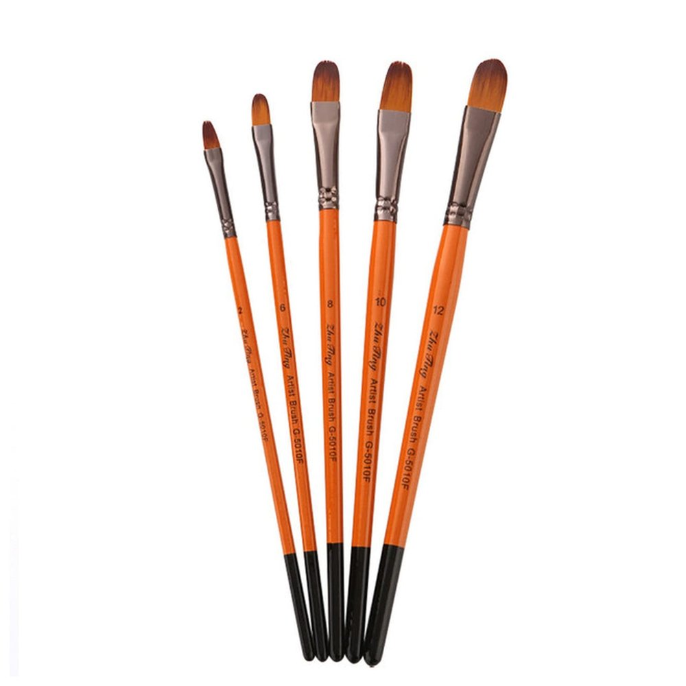 5 Pieces of Artist Brush Set Nylon Wool Wood Black Handle Watercolor Acrylic Oil Painting Brush Painting Art Supplies(China)