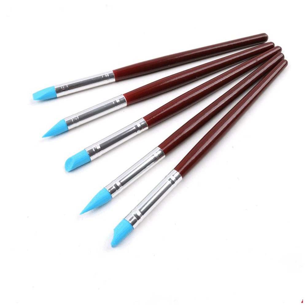 5pcs Rubber Silicon Tip Paint Brushes for Watercolor Oil Painting Shaping Carving Tool Sculpture Clay Tools