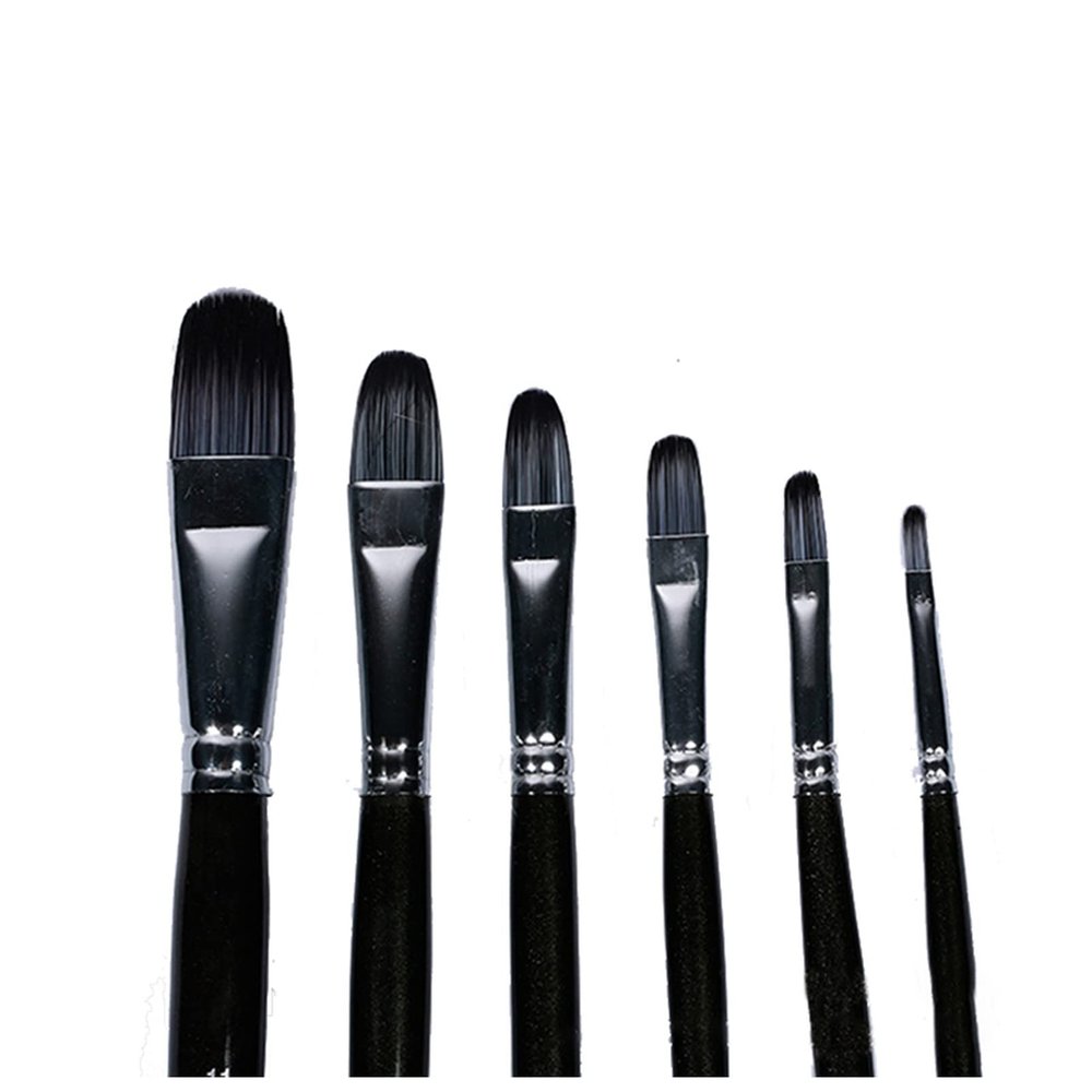 6pcs/Set Round Head Weasel Hair Mixed Hair Black Wood Pole Art Supplies Oil Painting Brush Watercolor Artist Brushes Art
